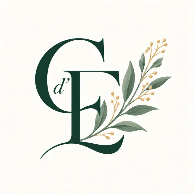 Monogramme C d’E, orné d’un rameau botanique